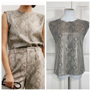 ZARA Shoulder Pad Faux Leather Top Snake print